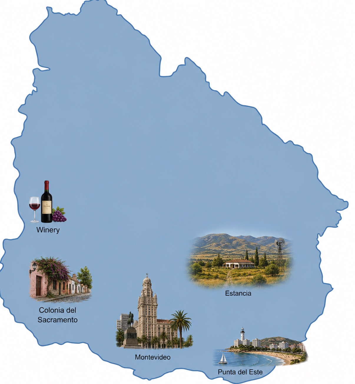 Uruguay many faces tour map